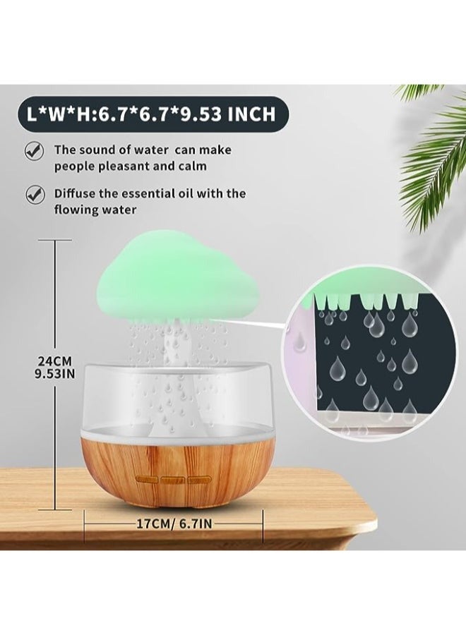 Raining Cloud Night Light Aromatherapy Essential Oil Diffuser Micro Humidifier Desk Fountain Bedside Sleeping Relaxing Mood Water Drop Sound White - Image 2