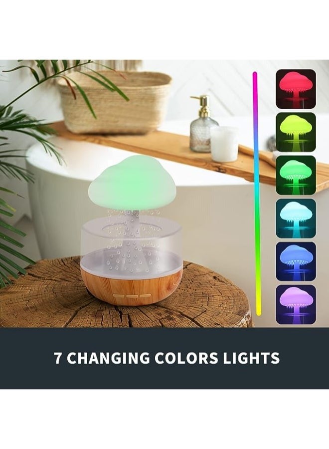 Raining Cloud Night Light Aromatherapy Essential Oil Diffuser Micro Humidifier Desk Fountain Bedside Sleeping Relaxing Mood Water Drop Sound White - Image 3