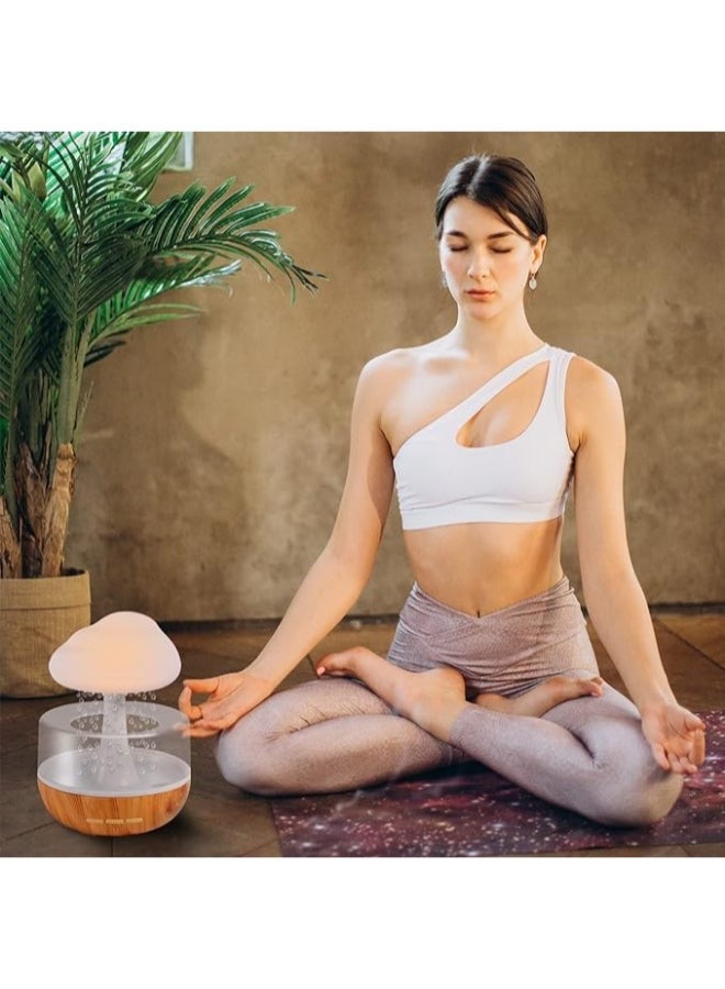 Raining Cloud Night Light Aromatherapy Essential Oil Diffuser Micro Humidifier Desk Fountain Bedside Sleeping Relaxing Mood Water Drop Sound White - Image 4