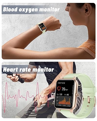 GRV Smart Watch for iOS and Android Phones (Answer/Make Calls), Watches for Men Women IP68 Waterproof Smartwatch Fitness Tracker Watch with Heart Rate/Sleep Monitor Steps Calories Counter (Aqua-Gold) - Image 4