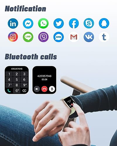 GRV Smart Watch for iOS and Android Phones (Answer/Make Calls), Watches for Men Women IP68 Waterproof Smartwatch Fitness Tracker Watch with Heart Rate/Sleep Monitor Steps Calories Counter (Aqua-Gold) - Image 2