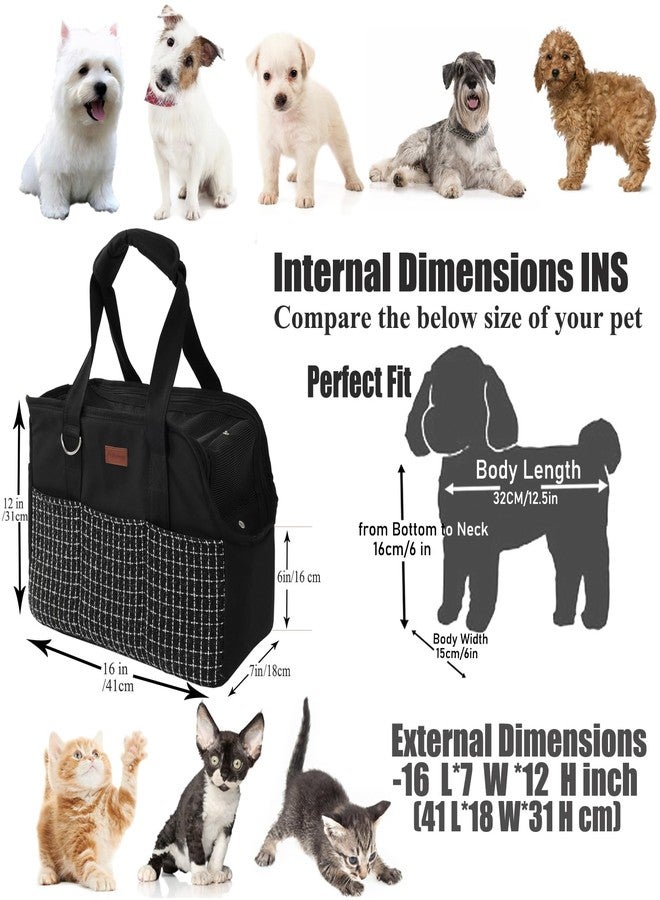 Patazone Dog Purse Carrier for Small Dogs,Cozy Plush Pets Carrier Purse Outdoor Picnic Shopping Woman Luxury Style (Black) - Image 2