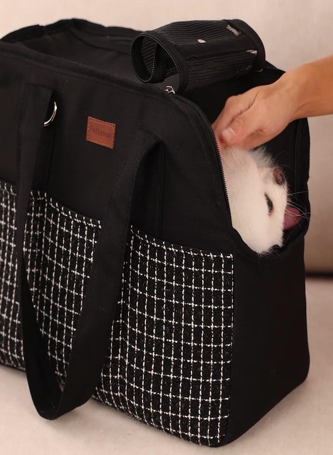 Patazone Dog Purse Carrier for Small Dogs,Cozy Plush Pets Carrier Purse Outdoor Picnic Shopping Woman Luxury Style (Black) - Image 3