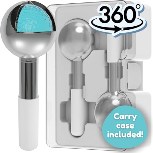 Eli with Love Ice Globes for Facials - 360 Rotating Unbreakable Steel Ice Globes with Carry Case - Professional Esthetician Supplies - Ice Roller for Face and Eyes - Ideal Skincare Tool (White) - Image 1