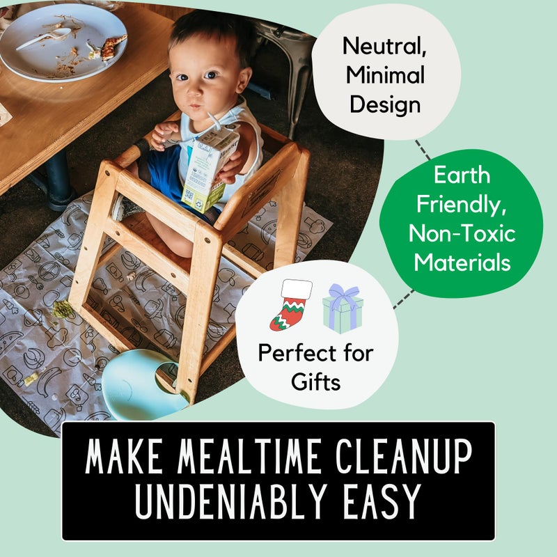 THEO'S 60 Pack | Disposable Splat Mats | THEO'S MATS | Highchair Splat Mat for Floor | Baby Led Weaning Supplies | Biodegradable (THEO001) - Image 5