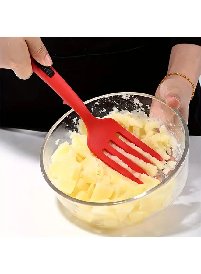 ملعقة وشوكة المعكرونة السوداء متعددة الوظائف الثقيلة للطهي والتقديم والخلط - Image 3