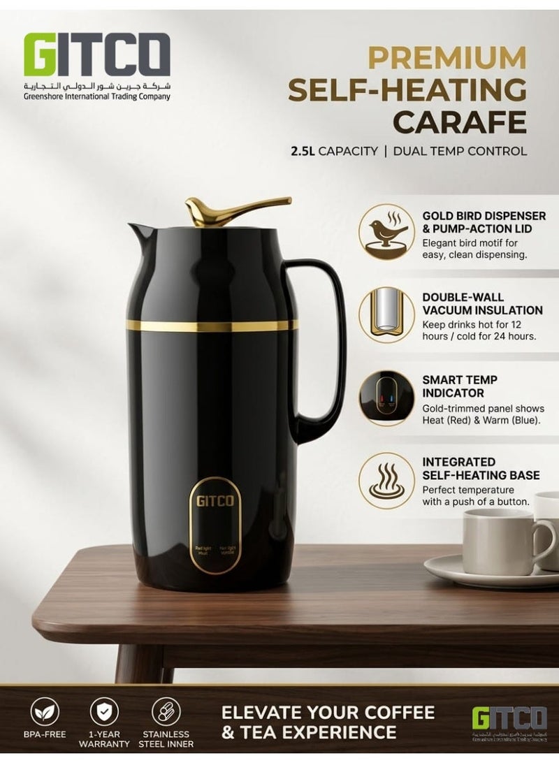 GITCO 2-in-1 Stainless Steel Electric Kettle & Thermal Flask 2.5L, 1500W Fast Boil with 360° Rotating Base, GK2005 Black - Image 2