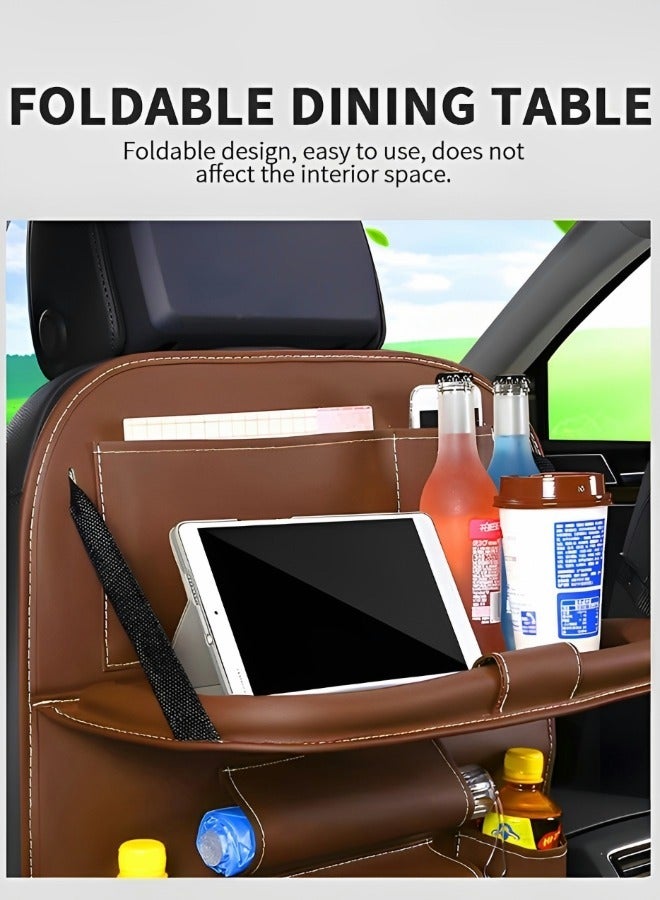 GROIC Car Backseat Organizer PU Leather with Foldable Table Tray, Car Seat Back Organizers with Dining Table Tray Holder for Kids Travel Accessories Organizer 1 Pack - Image 2
