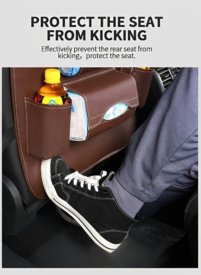 GROIC Car Backseat Organizer PU Leather with Foldable Table Tray, Car Seat Back Organizers with Dining Table Tray Holder for Kids Travel Accessories Organizer 1 Pack - Image 3