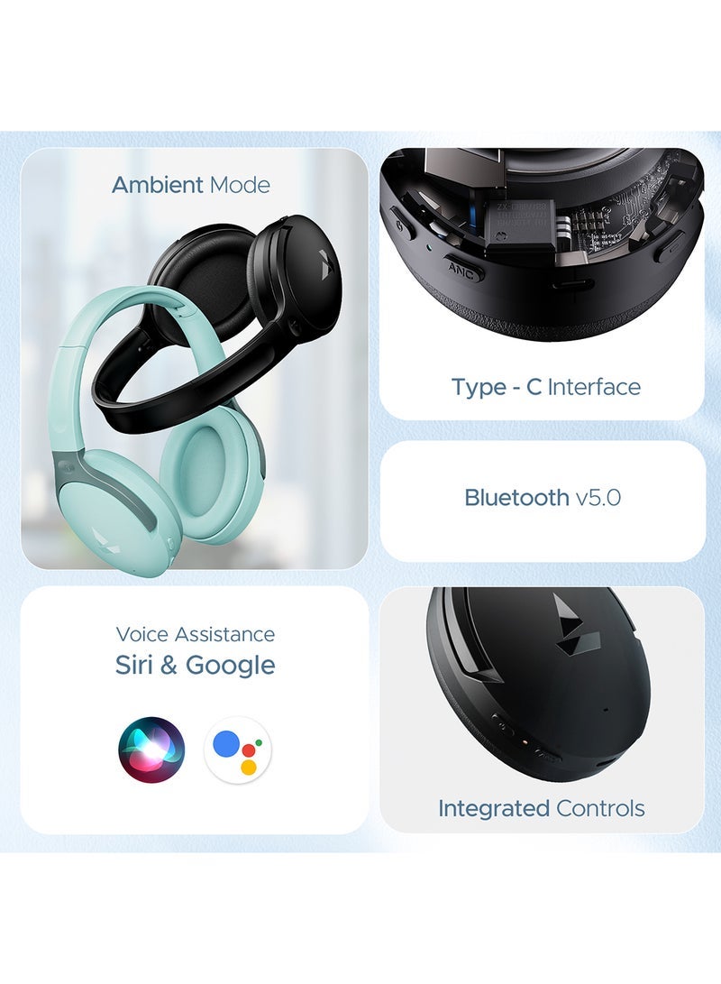 Gravity Rockerz 551ANC Hybrid Active Noise Cancellation Headphones With Up to 100H Playtime, ASAP Charge, Ambient Sound Mode & Dual EQ Modes, ENx Technology Black - Image 5