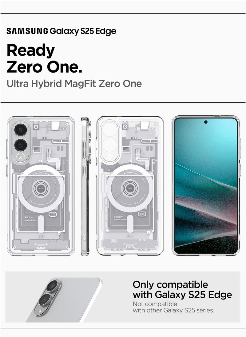 Spigen Ultra Hybrid MagFit for Samsung Galaxy S25 EDGE Case Cover with MagSafe (2025) - Zero One White  - Image 2