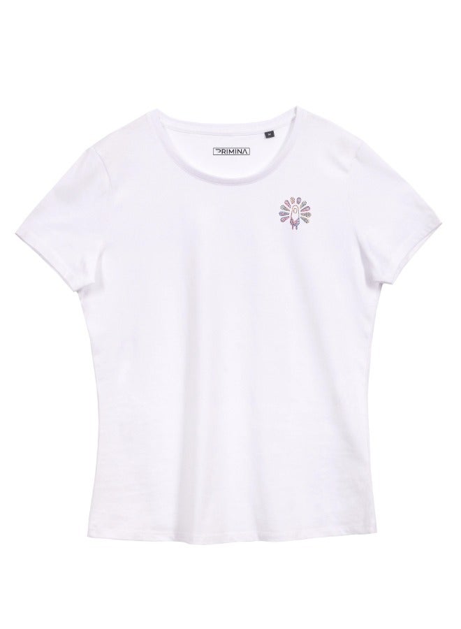 Primina Women's printed T-Shirt -Peacock, round neck, 100% cotton, regular fit - Image 1