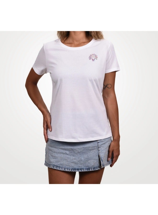 Primina Women's printed T-Shirt -Peacock, round neck, 100% cotton, regular fit - Image 5