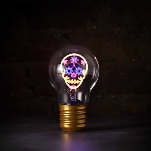 Suck UK Skull Lamp Gothic Home Decor Skull Light Bulb Gothic Decor Calavera Cordless Lightbulb Day of The Dead Halloween Accessories USB Rechargeable Battery LED Neon Light Bulbs - Image 3