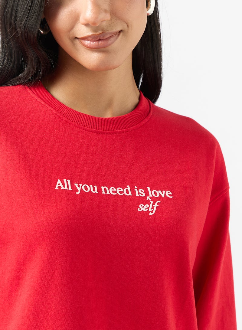 Ginger Crew Neck Oversize Slogan Sweatshirt - Image 3
