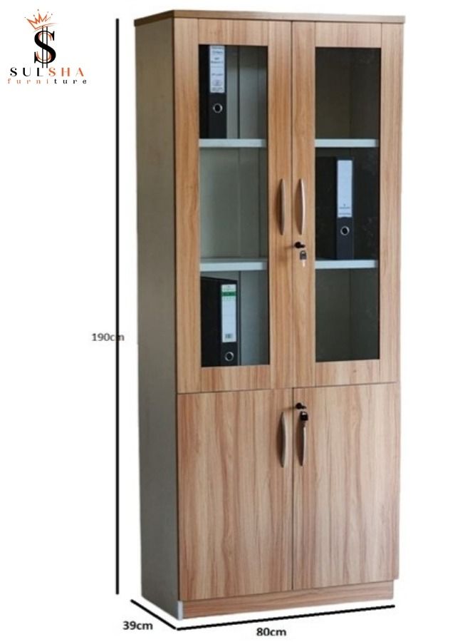 SULSHA Modern Wooden File Cabinet 4 Door ,Glass Door Cabinet - Image 2