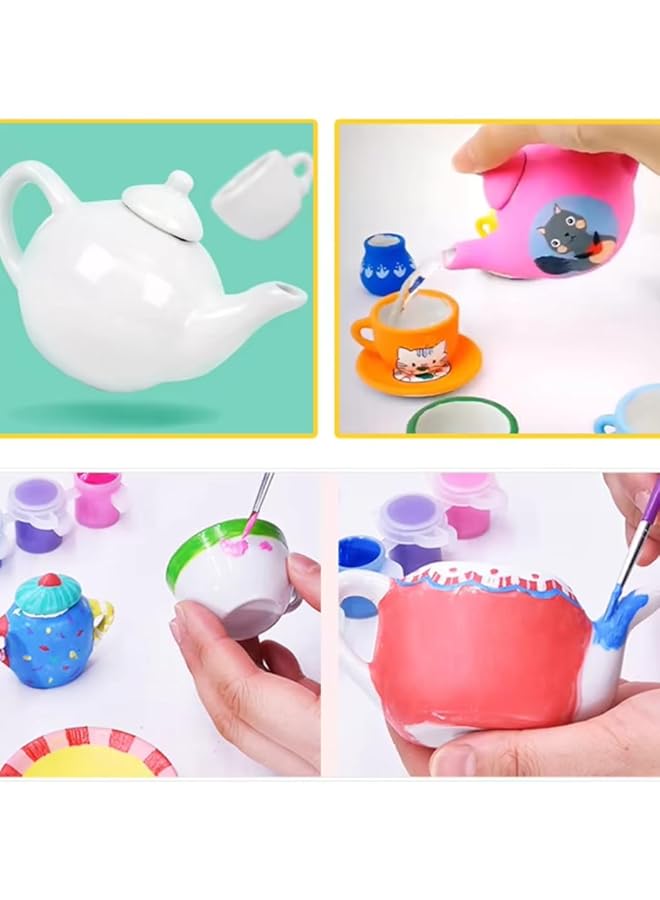 IToys Ceramic Tea Sets 18 Pieces Assorted Designs For Ages 3+ - Image 5
