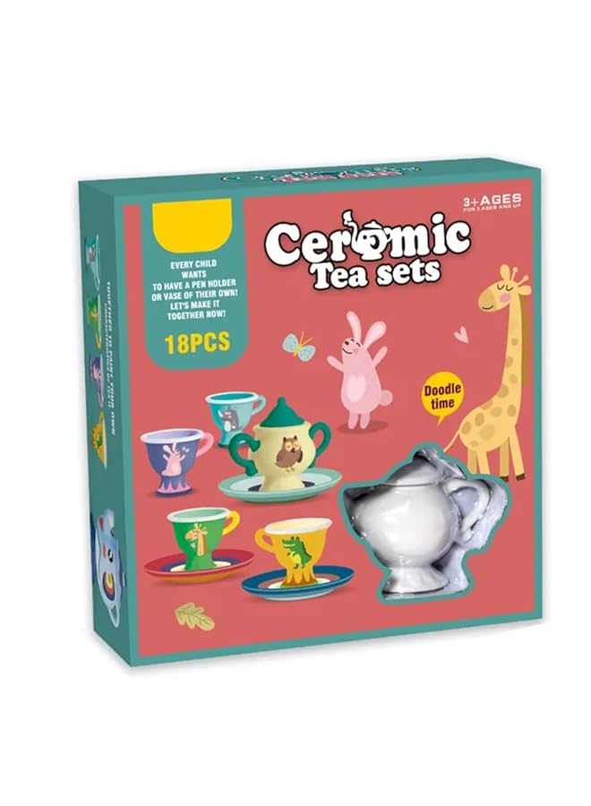 IToys Ceramic Tea Sets 18 Pieces Assorted Designs For Ages 3+ - Image 2