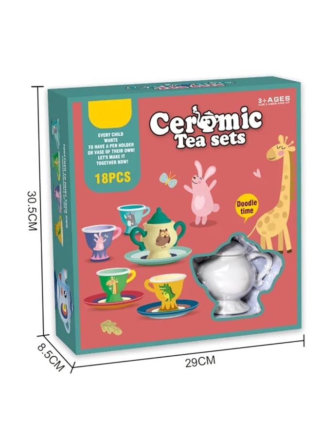 IToys Ceramic Tea Sets 18 Pieces Assorted Designs For Ages 3+ - Image 3