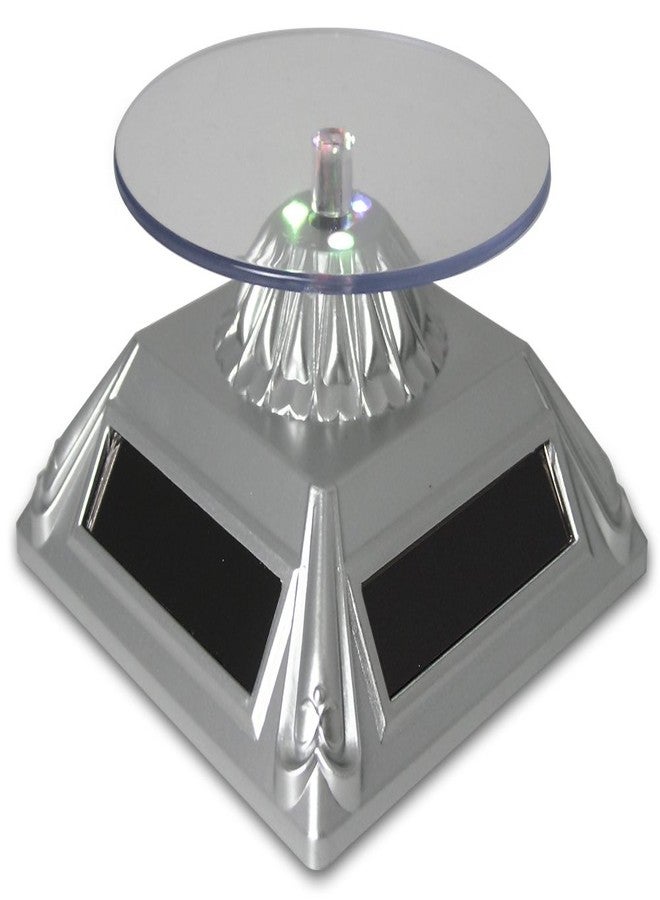 BANBERRY DESIGNS Rotating Lighted Display Turntable - Solar Powered with Color Changing LED Lights 3 1/2" D X 2 1/2" H. - Image 1
