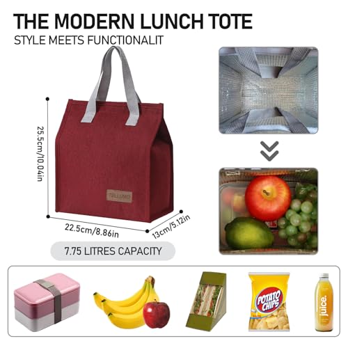 TELLUMO Lunch bag, Insulated Lunch Bag for Women Men Large Lunch Box Container Reusable Leakproof Tote for Office, Work, School, Beach or Travel (Red) - Image 5