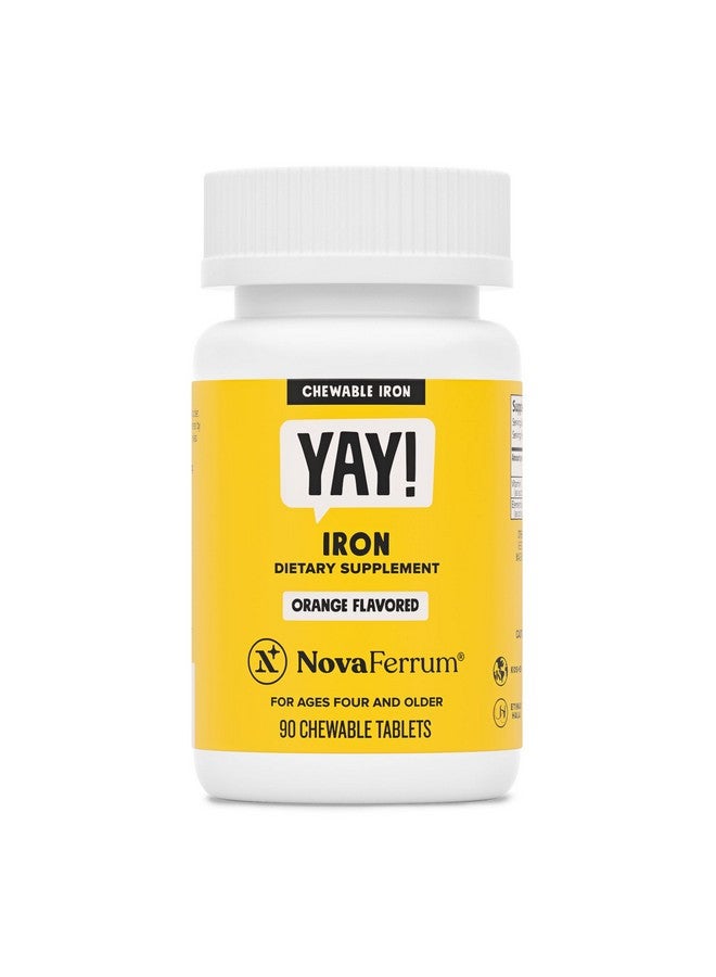 NovaFerrum Yay | Chewable Iron Supplement for Kids & Adults for Anemia | 18mg of Iron | 90 Servings | Sugar Free | Vegan | Gluten Free | Orange Flavor - Image 1