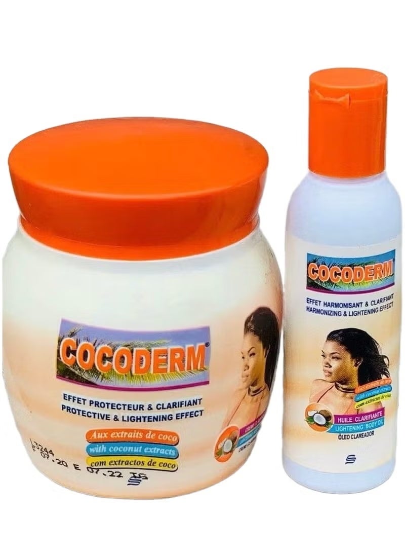 Cocoderm Brightening and Moisturizing Cream Set with Coconut Extract - 300ml Cocoderm Purifying Oil