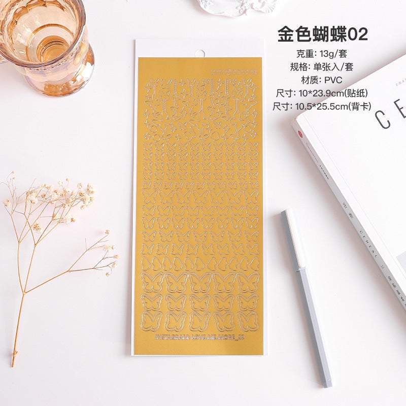 Generic Bronzing silver flower series hand account sticker number letter pvc waterproof small sticker goo card material paper wholesale gilded butterfly 