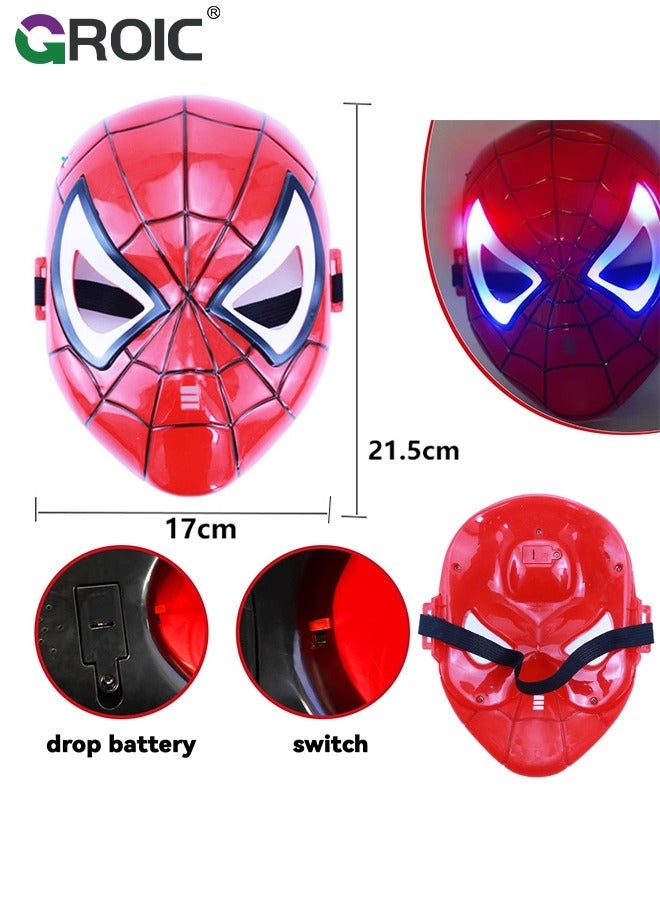GROIC 5 Pcs Spider-Man Toys, Superhero Launcher Toy Set, Spider-man Capes and Eye Mask Dress Up, LED Mask, 1 Launcher, 1 Glove, 20 Sucker Bullets Superhero Costume Set Role Play Toy - Image 5