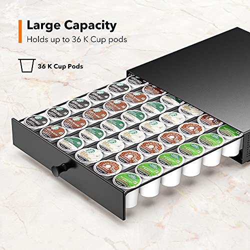SICHEER K Cup Organization Storage Drawer Maker K Cup Holder Coffee Pod Organizer Stand Tray Counter Rack Countertop Maker Stand Capsules Compatible with Keurig Accessories Holds 36 Pods - Image 2