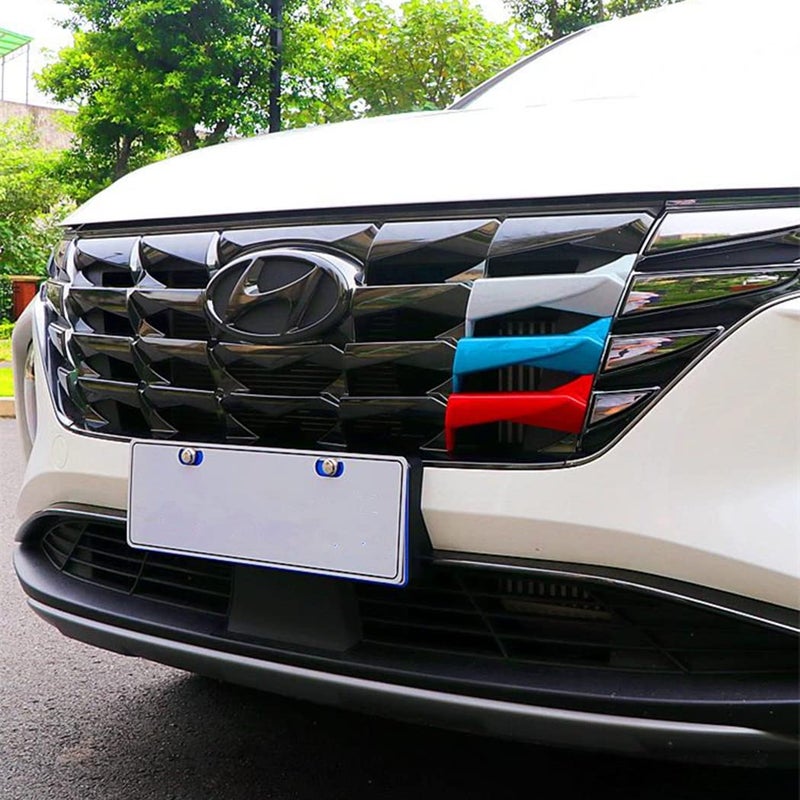 CYAuto Colorful Front Grille Insert Trims for Hyundai Tucson 2022 2023 2024 SilverBlueRed