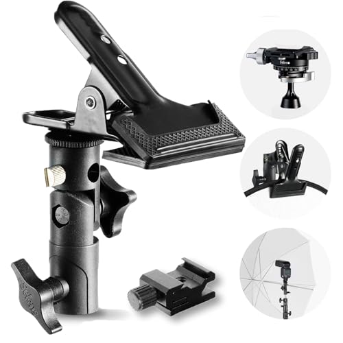 Selens Photography Reflector Clamp Holder Speedlite Hot Shoe Bracket with 1/4" & 3/8" Screw Mount with Photo Studio Light Stand, Lighting Umbrella Reflector - Image 1