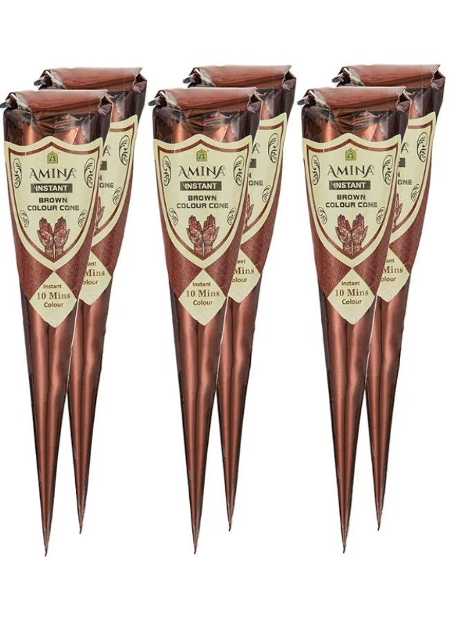 أمينا مخروط حناء أمينة بني اللون - عبوة من 6 قطع - Image 1