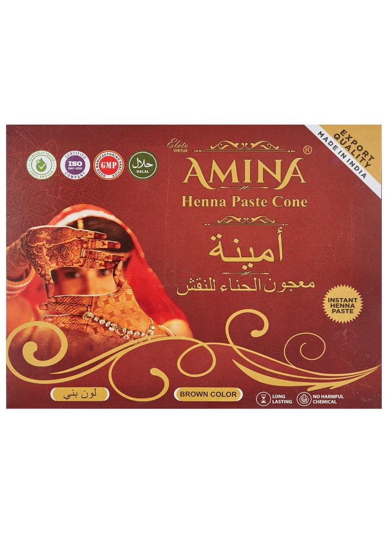 أمينا مخروط حناء أمينة بني اللون - عبوة من 6 قطع - Image 2