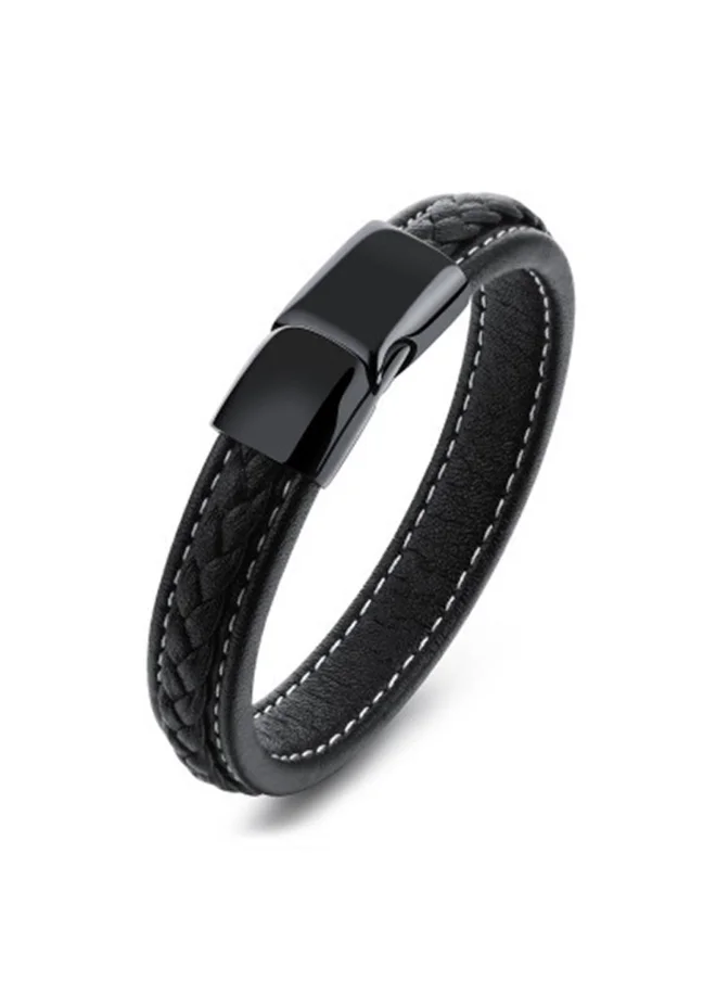 لي كوبر Lee Cooper Men's Stainless Steel Black Plating Bracelet - LC.B.01109.661, 210mm, No Gemstone