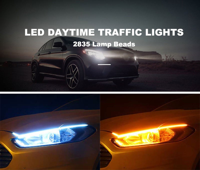Asryd Flexible Led Light Strip Dual Color LED Headlight Strip Tube Light White & Amber Daytime Running Light Waterproof (24 Inch 2Pcs) For Tata HBX - Image 3