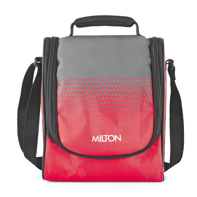 Milton MILTON Tasty 4 Combo Lunch Box with Insulated Fabric Jacket, 4 Stainless Steel Containers (200 ml, 320 X 2 ml, 500 ml) & 1 Green Plastic Bottle, Leak-Proof Tiffin for Office, College, Picnic, Red  - Image 3