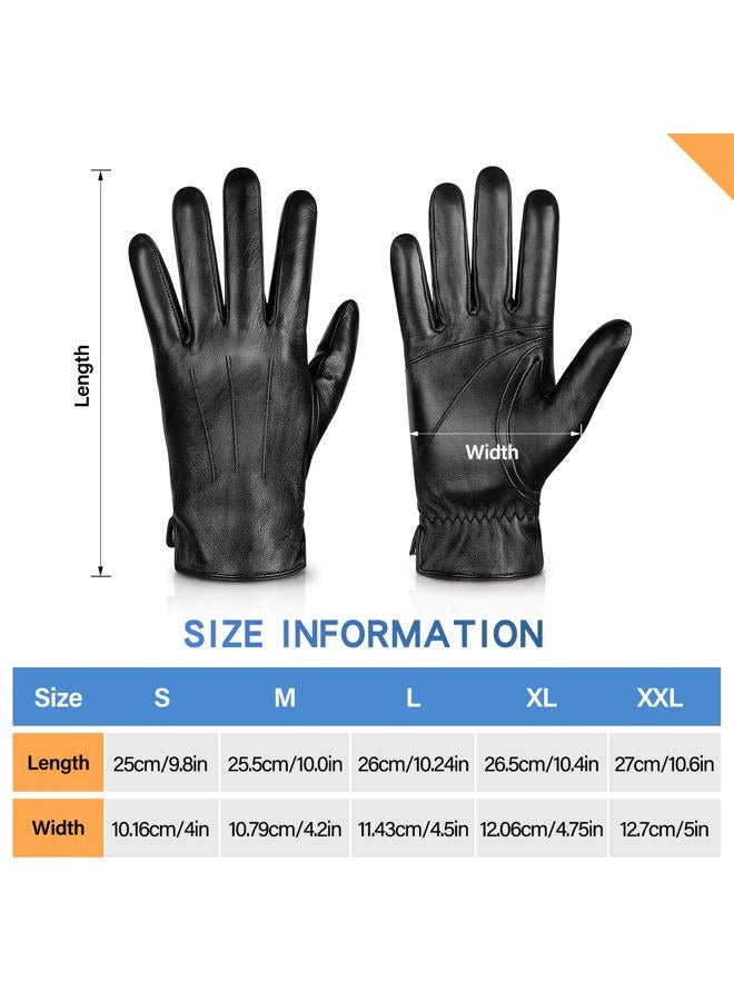 Alepo Genuine Sheepskin Leather Gloves For Men, Winter Warm Touchscreen Texting Cashmere Lined Driving Motorcycle Gloves , Black, M-8.5"(US Standard Size) - Image 5