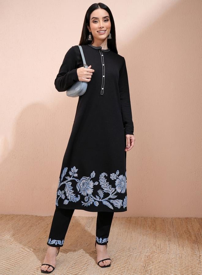 Vishudh Ethnic Motifs Floral Print Regular Fit Kurta With Trousers Set - Image 1