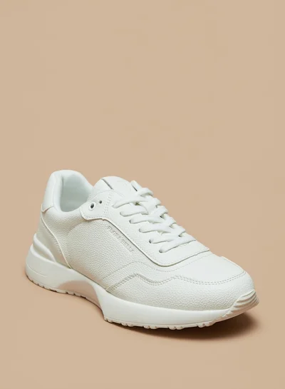 Flora Bella By Shoexpress Monotone Low Ankle Sneakers with Lace-Up Closure