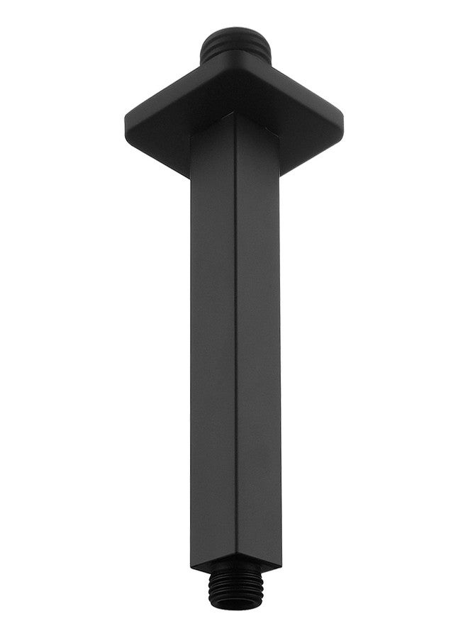 Voolan Shower Arm with Flange, Ceiling Mounted Fixed Shower Pipe, Bathroom Straight Rain Shower Replacement Arm, Universal Connection 1/2 NPT (4 Inch Square, Matte Black) - Image 1