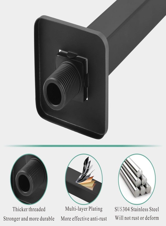 Voolan Shower Arm with Flange, Ceiling Mounted Fixed Shower Pipe, Bathroom Straight Rain Shower Replacement Arm, Universal Connection 1/2 NPT (4 Inch Square, Matte Black) - Image 4