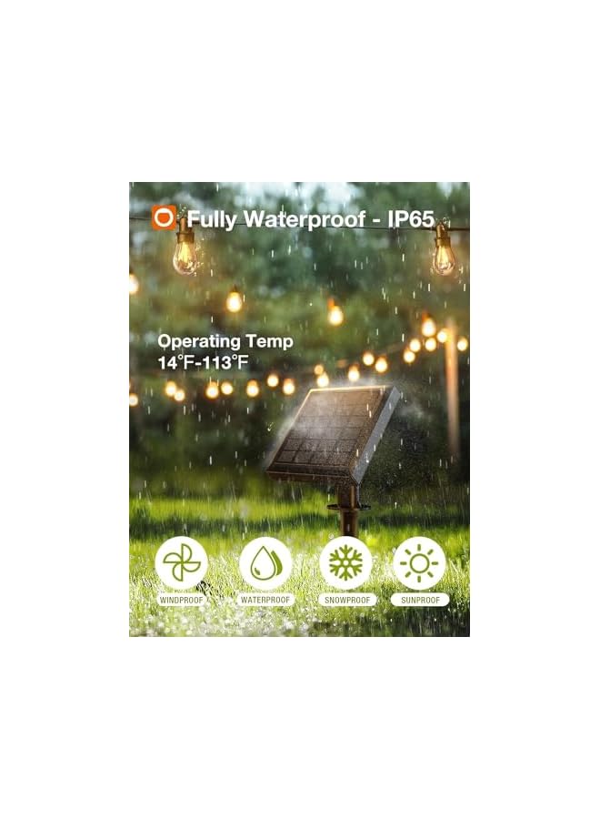 The Bros 50 قدم / 15 متر أضواء شريطية شمسية خارجية مقاومة للماء مع منفذ USB وجهاز تحكم عن بعد أضواء فناء شمسية تدوم لأكثر من 15 ساعة قابلة للتعتيم لمبات LED بالطاقة الشمسية للمدخل والحديقة والسوق والمطعم - Image 5