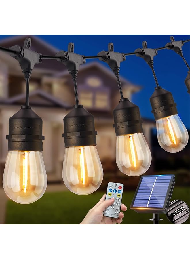 The Bros 50 قدم / 15 متر أضواء شريطية شمسية خارجية مقاومة للماء مع منفذ USB وجهاز تحكم عن بعد أضواء فناء شمسية تدوم لأكثر من 15 ساعة قابلة للتعتيم لمبات LED بالطاقة الشمسية للمدخل والحديقة والسوق والمطعم - Image 1