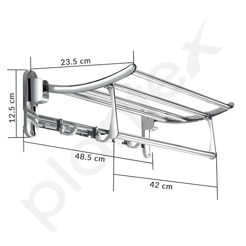 Plantex Folding Towel Rack for Bathroom/18 Inch Stainless Steel Towel Hanger/Towel Stand/Towel Rod/Bathroom Accessories - Pack of 3 (Chrome) - Image 3