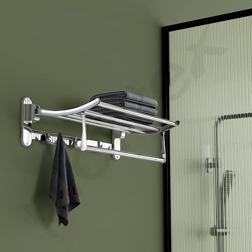 Plantex Folding Towel Rack for Bathroom/18 Inch Stainless Steel Towel Hanger/Towel Stand/Towel Rod/Bathroom Accessories - Pack of 3 (Chrome) - Image 2