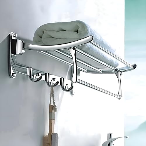 Plantex Folding Towel Rack for Bathroom/18 Inch Stainless Steel Towel Hanger/Towel Stand/Towel Rod/Bathroom Accessories - Pack of 3 (Chrome) - Image 1