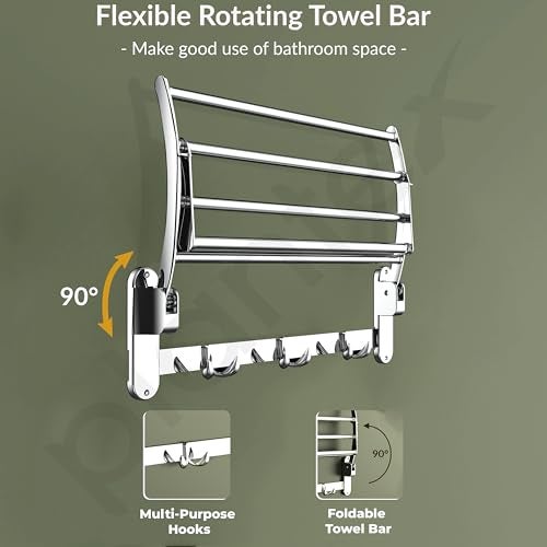 Plantex Folding Towel Rack for Bathroom/18 Inch Stainless Steel Towel Hanger/Towel Stand/Towel Rod/Bathroom Accessories - Pack of 3 (Chrome) - Image 4