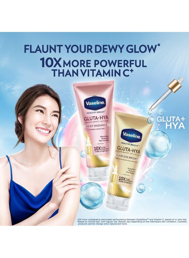 Vaseline Healthy Bright Gluta-Hya Serum Burst UV Lotion Flawless Bright Glow 330ml - Image 2