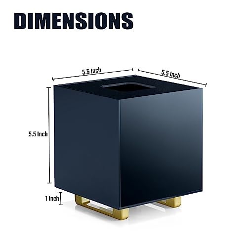 YoBa Thick Black Acrylic Tissue Box Holder Square Tissue Box Dispenser with Gold Plated Aluminum Legs for Bathroom, Kitchen, Bedroom, Office, Hotel and Restaurant - Image 2